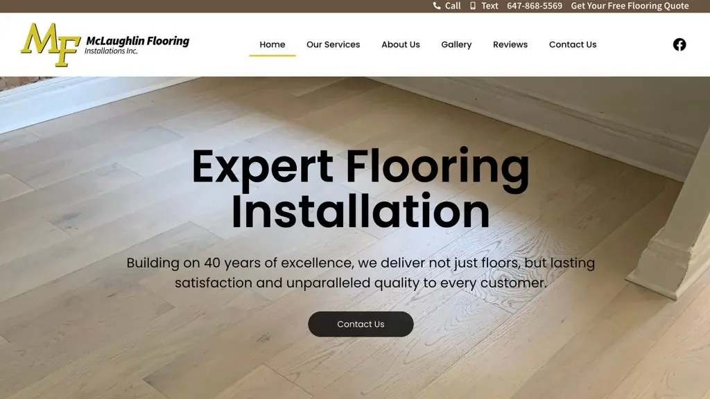 McLaughlin Flooring Installations Inc. website hero section