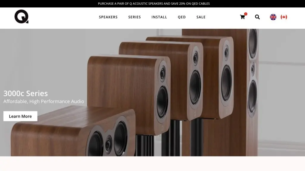 Q Acoustics Canada website hero section
